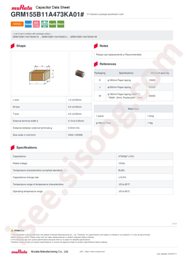 GRM155B11A473KA01D
