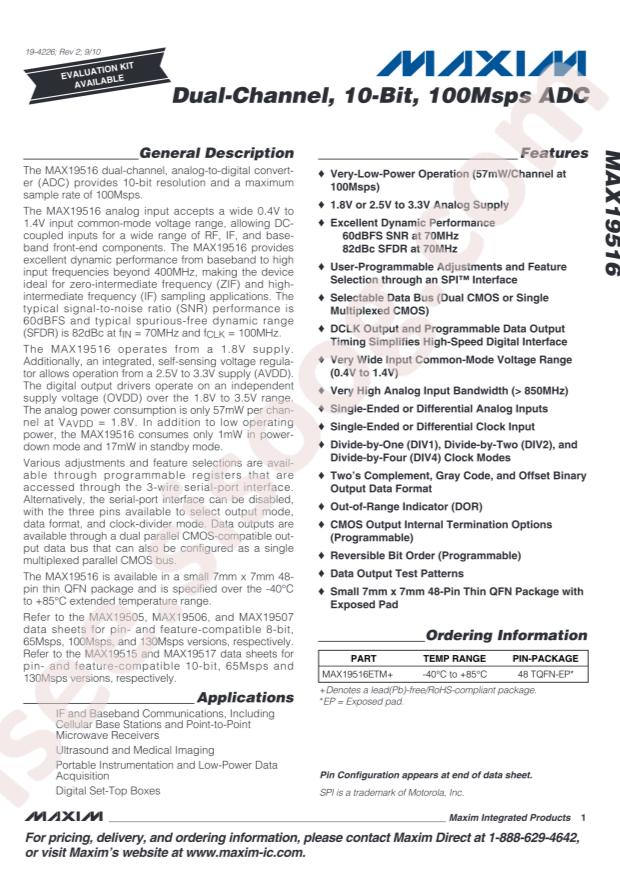 MAX19516ETM+T