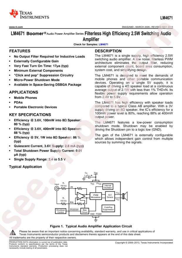 LM4671ITL/NOPB