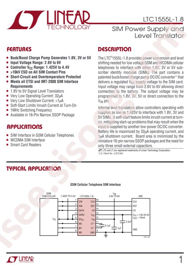 LTC1555LEGN-1.8#PBF