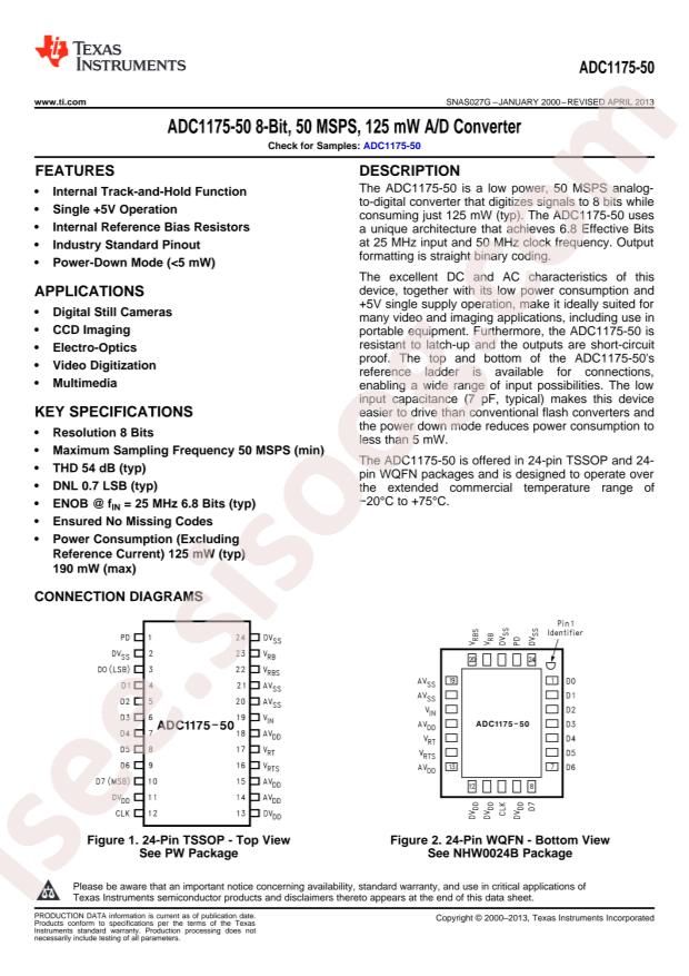 ADC1175-50CIMTX/NOPB