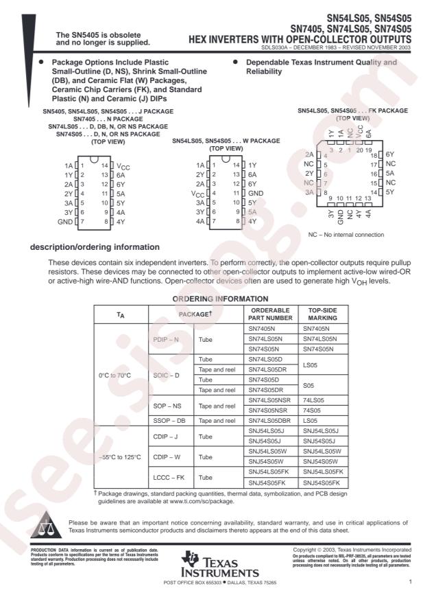 SN74LS05DR
