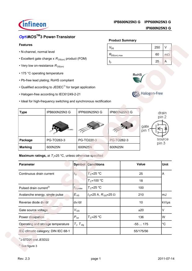 IPP600N25N3 G