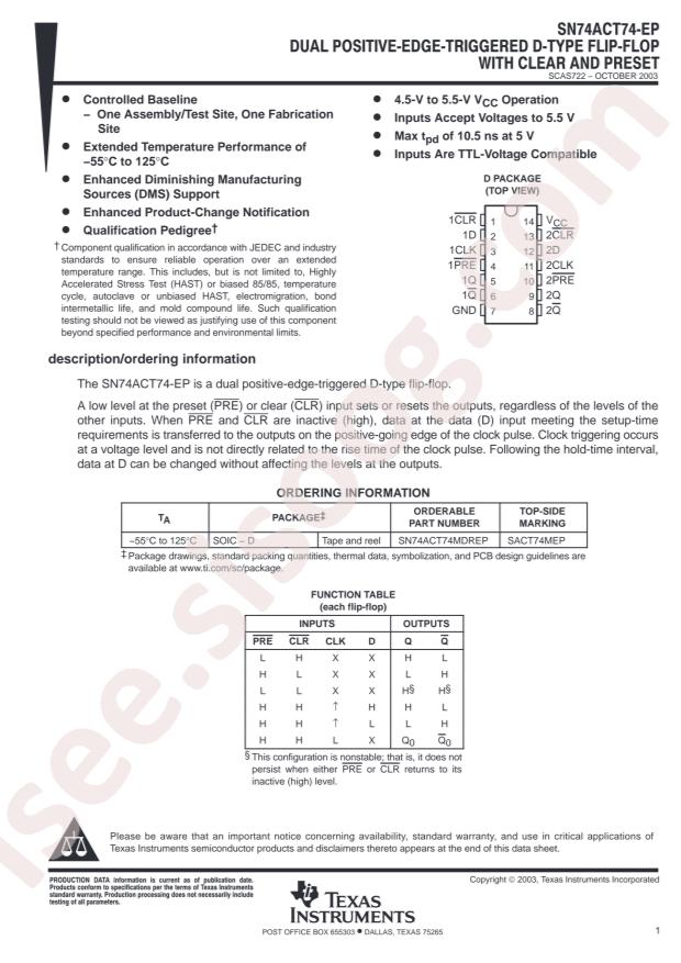 SN74ACT74MDREP