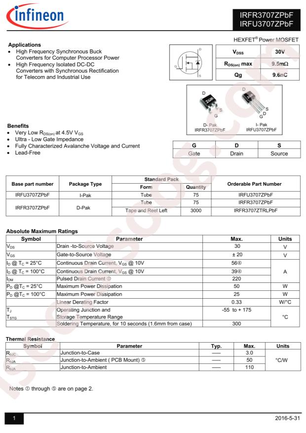 Infineon IRFU3707ZPBF