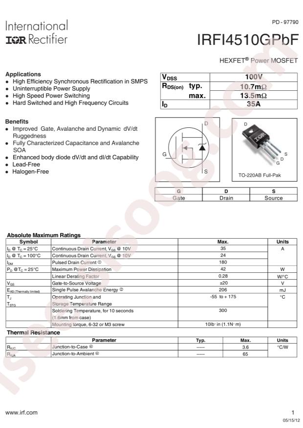 IRFI4510GPBF