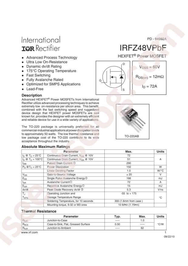 IRFZ48VPBF