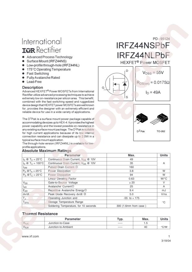 IRFZ44NSTRLPBF