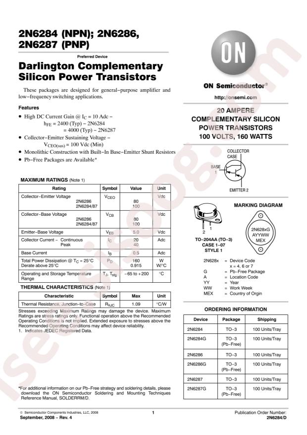 onsemi 2N6287G