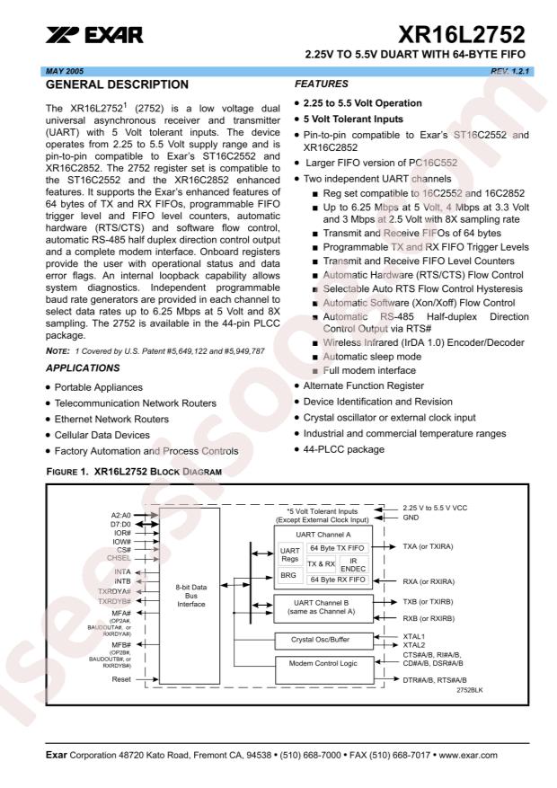 XR16L2752CJTR-F