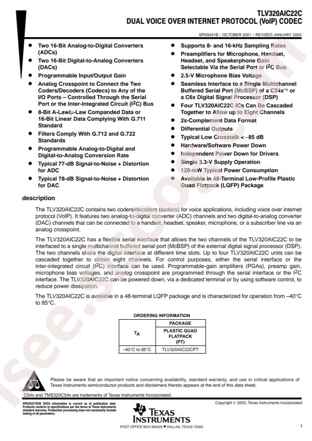 TLV320AIC22CPT