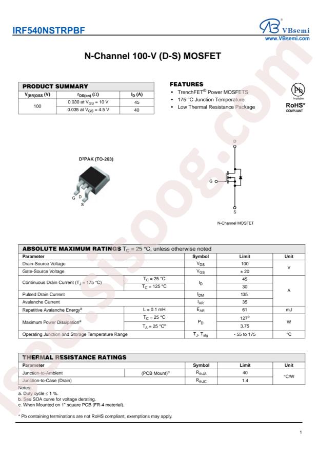 IRF540NSTRPBF-VB