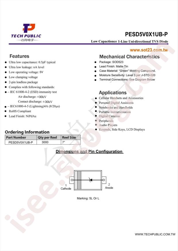 PESD5V0X1UB-P