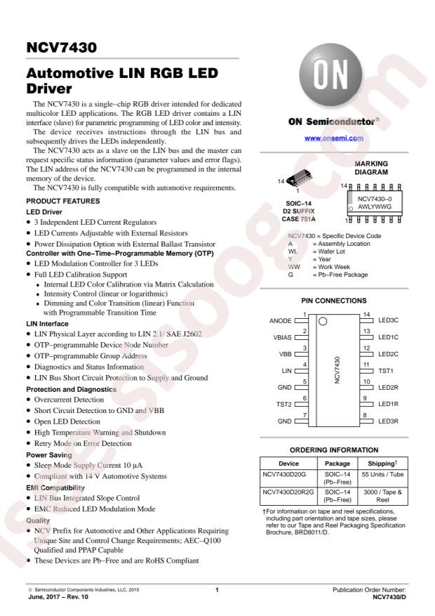 NCV7430D20R2G