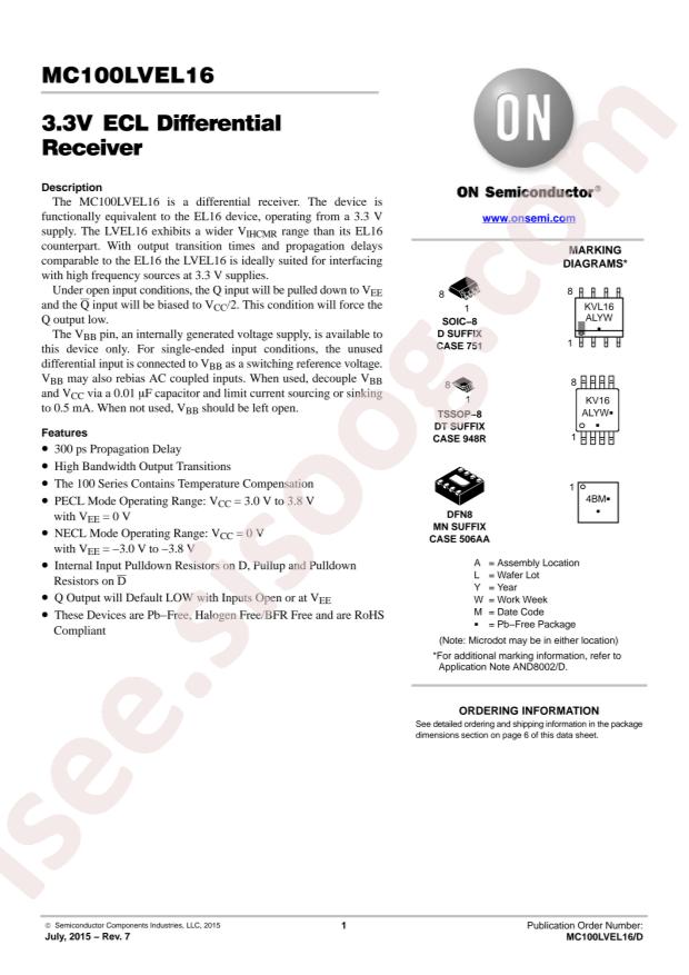 MC100LVEL16DR2G