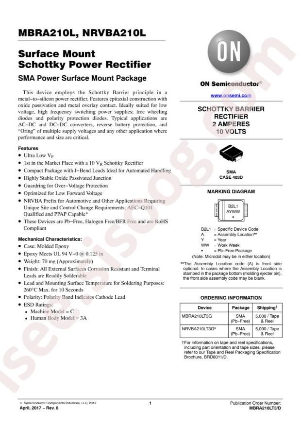 MBRA210LT3G