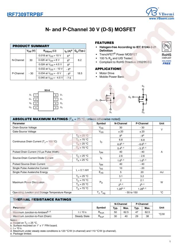 IRF7309TRPBF-VB