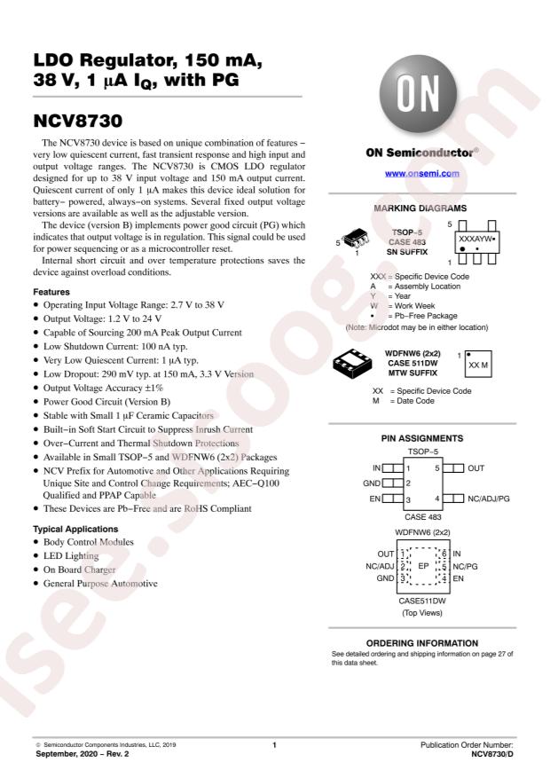 NCV8730ASNADJT1G