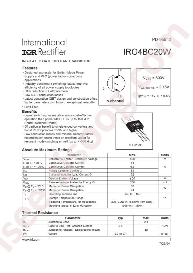 IRG4BC20WPBF