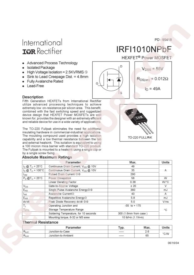 IRFI1010NPBF