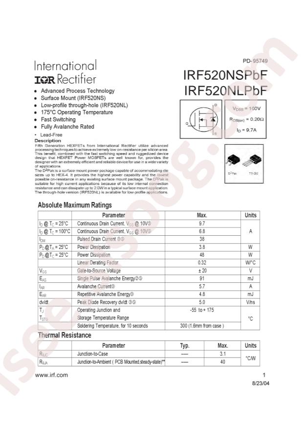 IRF520NSTRLPBF