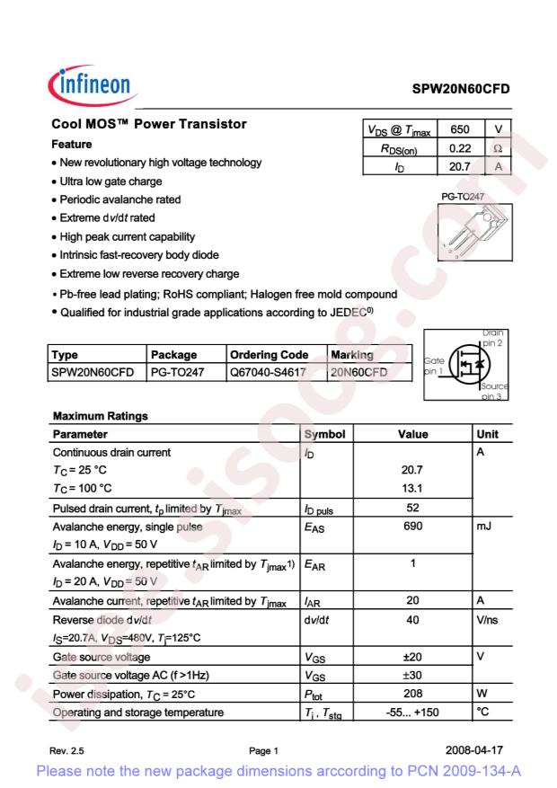 SPW20N60CFD
