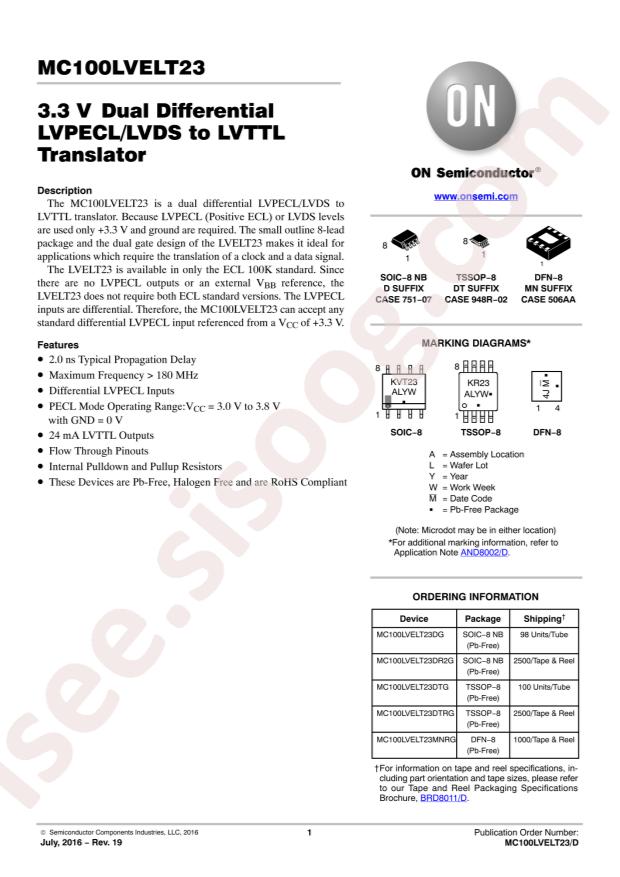 MC100LVELT23DG