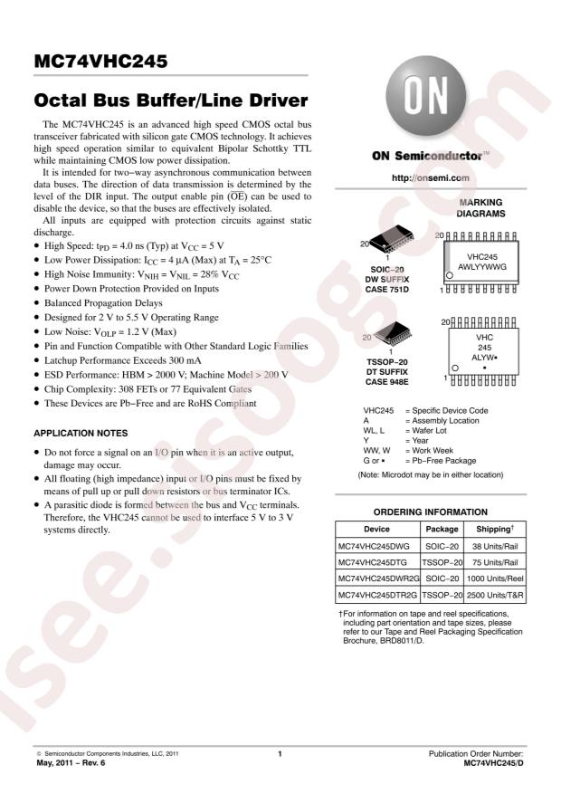 MC74VHC245DWR2G