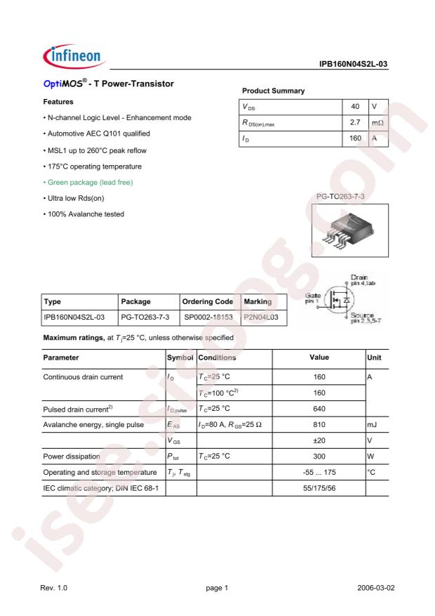 IPB160N04S2L-03