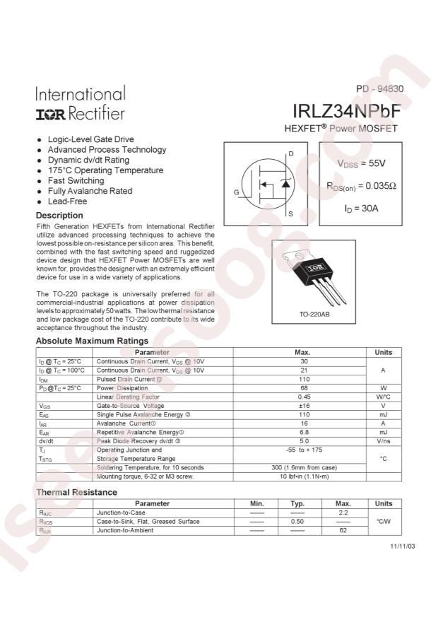 IRLZ34NPBF