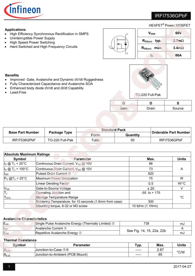 IRFI7536GPBF
