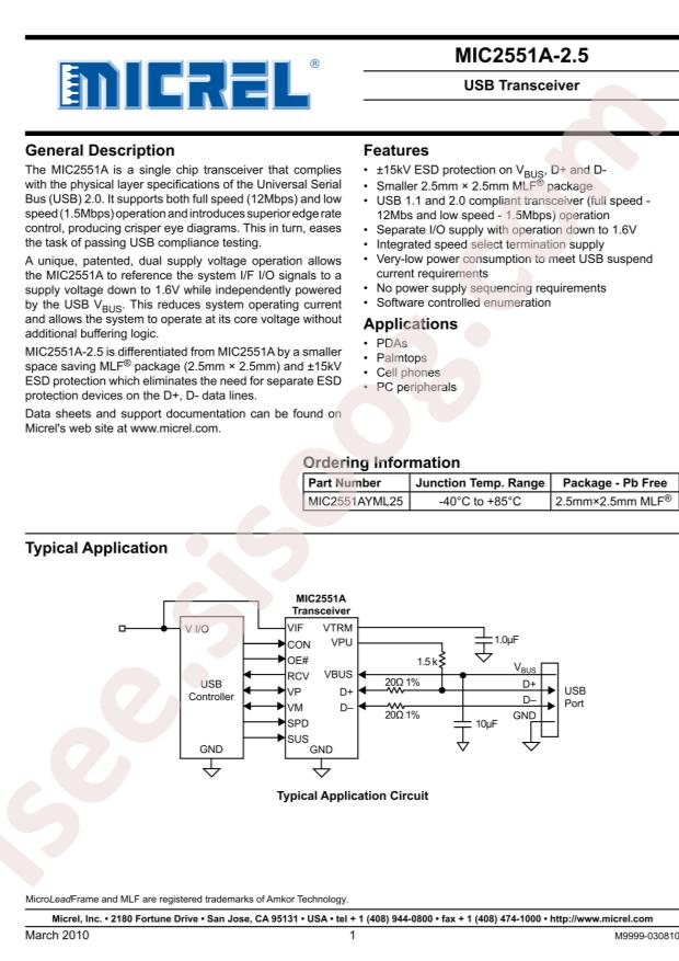 MIC2551AYML25-TR