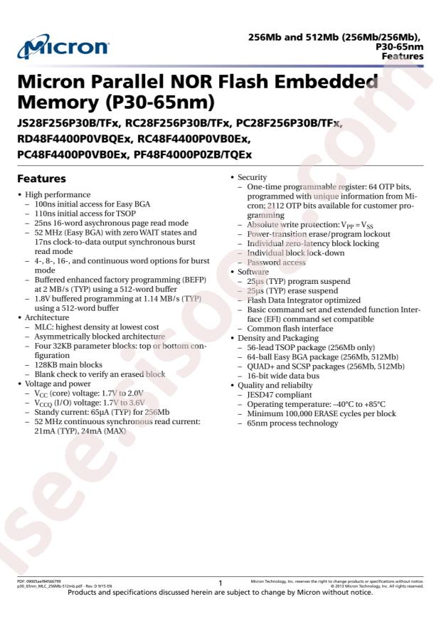 JS28F256P30TFE