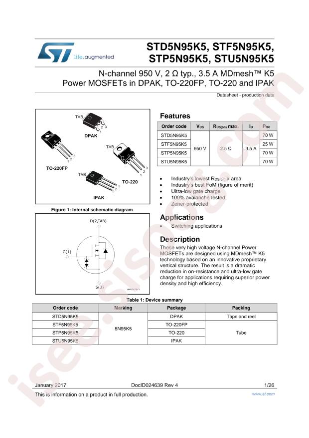 STD5N95K5