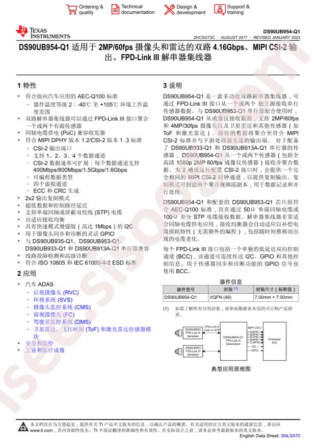 DS90UB954TRGZTQ1