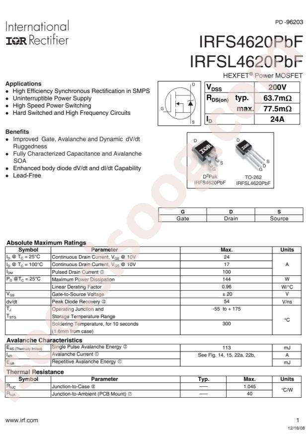 IRFS4620TRLPBF