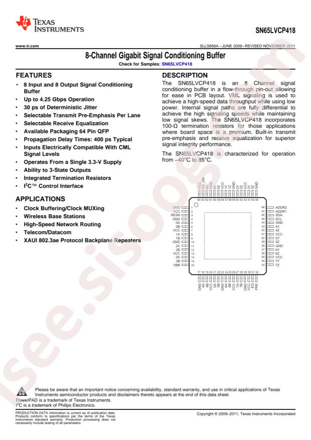 SN65LVCP418PAPR
