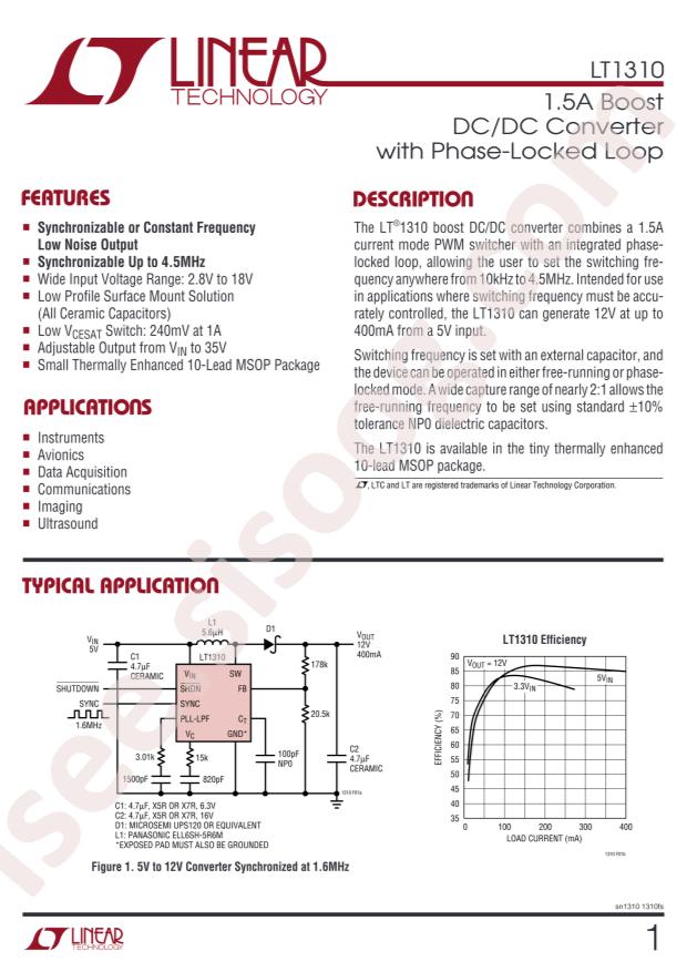 LT1310EMSE#TRPBF