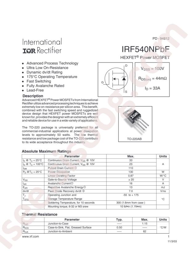 IRF540NPBF