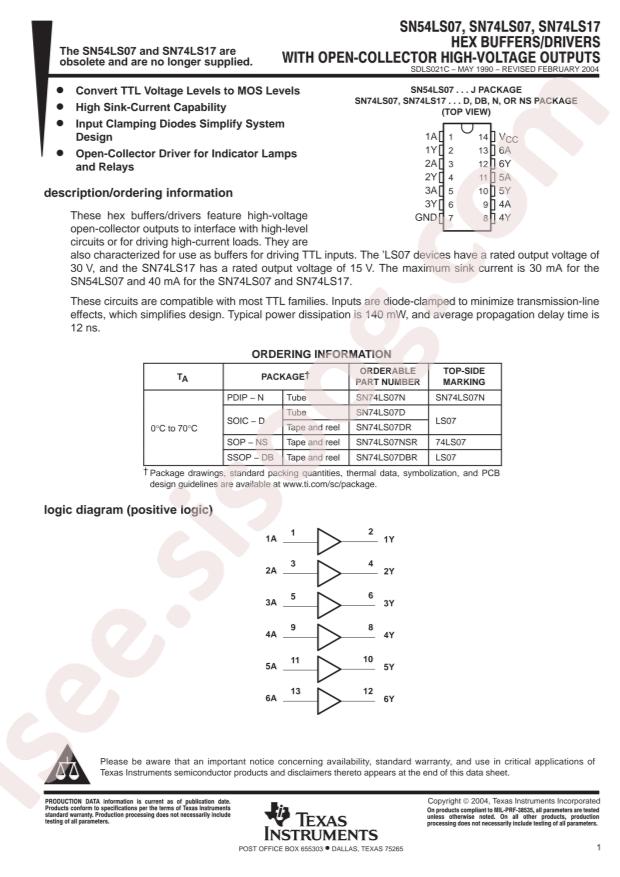 SN74LS07DBR
