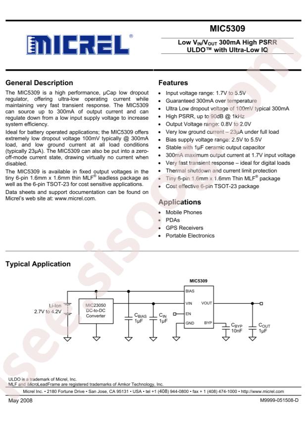 MIC5309YMT-TR