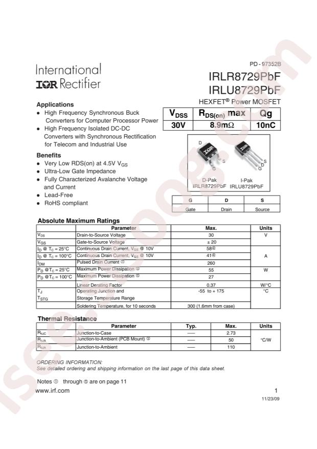 IRLR8729TRLPBF
