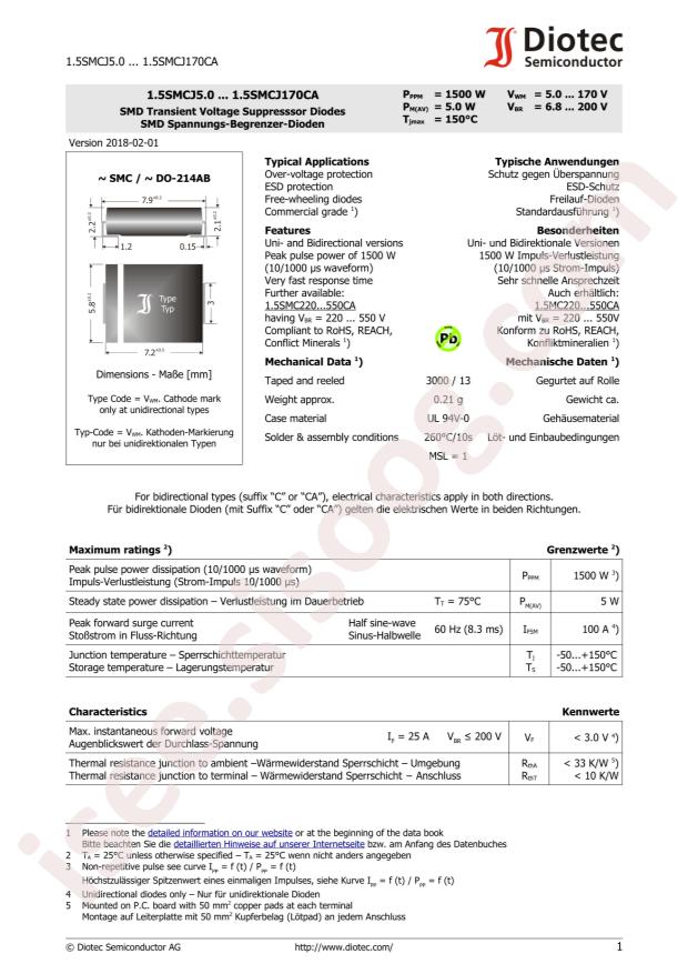 1.5SMCJ15CA