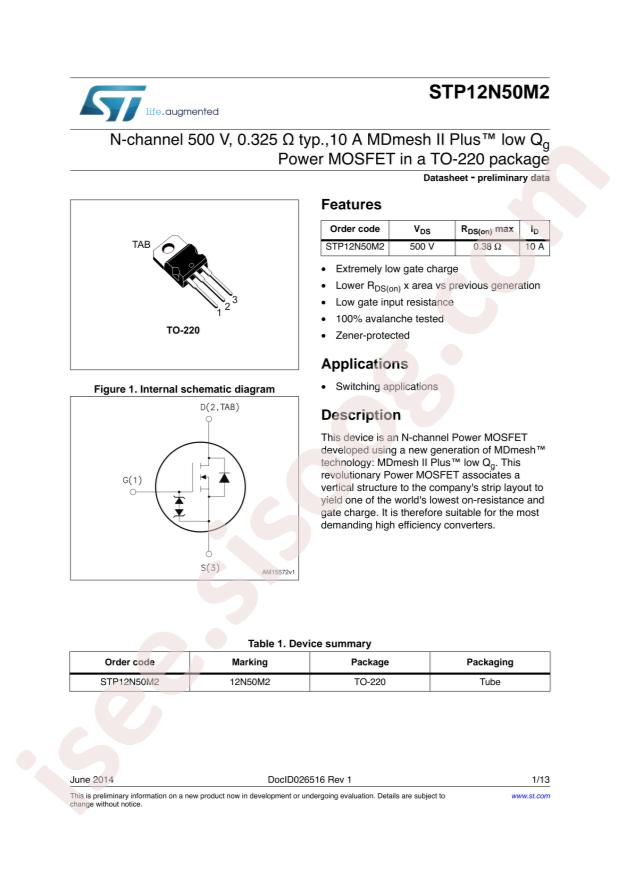 STP12N50M2