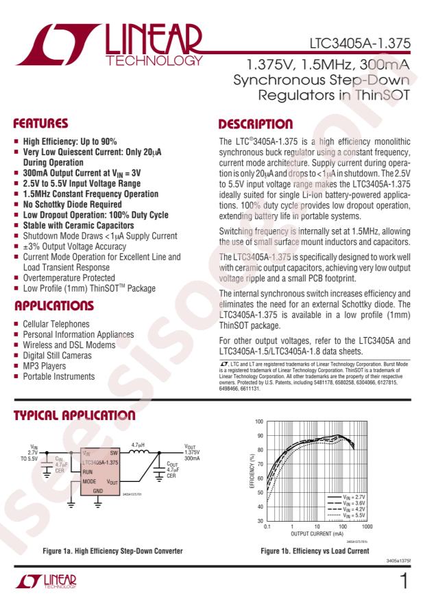 LTC3405AES6-1.375#TRPBF
