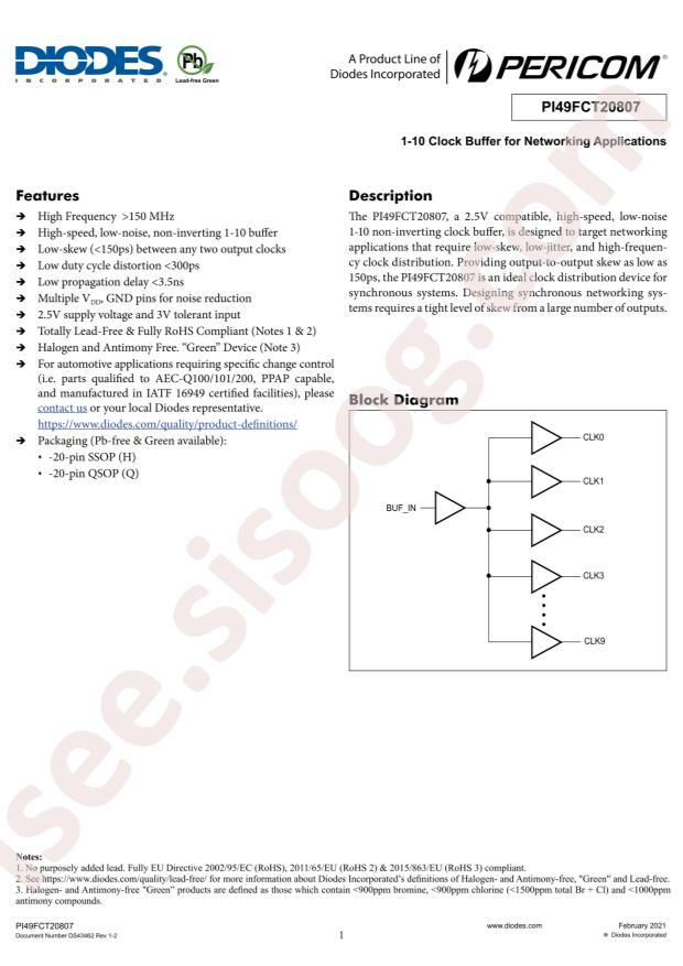 PI49FCT20807HEX
