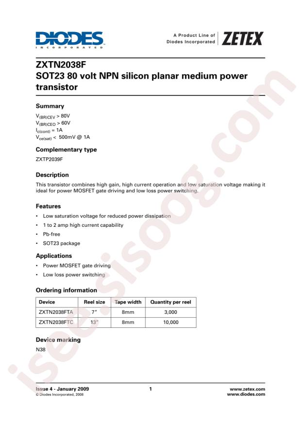 ZXTN2038FTA