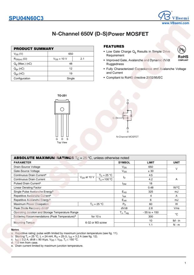 SPU04N60C3-VB