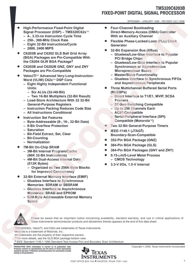 TI TMS320C6203BGNY300