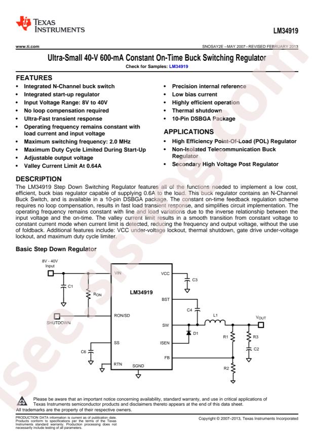 LM34919TLX/NOPB